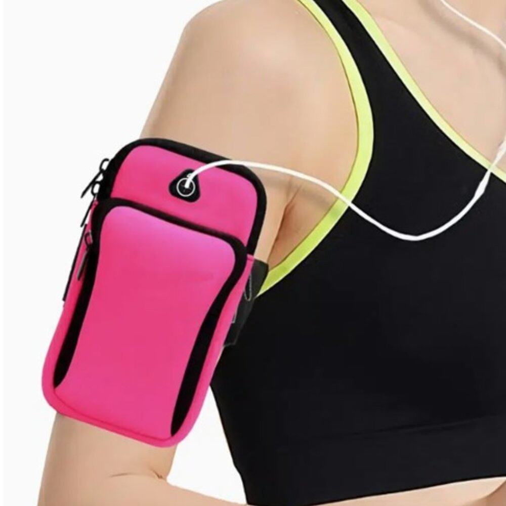 Women's Hot Pink Sports Athletic Arm Band Cell Phone Carrying Case